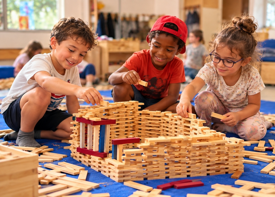 Enfants lors d’une activité en plein air au centre de loisirs